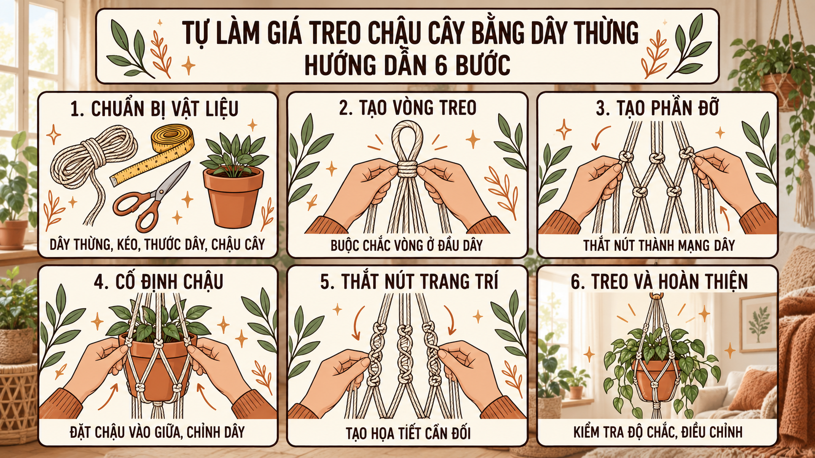 DIY bằng dây thừng: 5 vật dụng trang trí dễ làm tại nhà