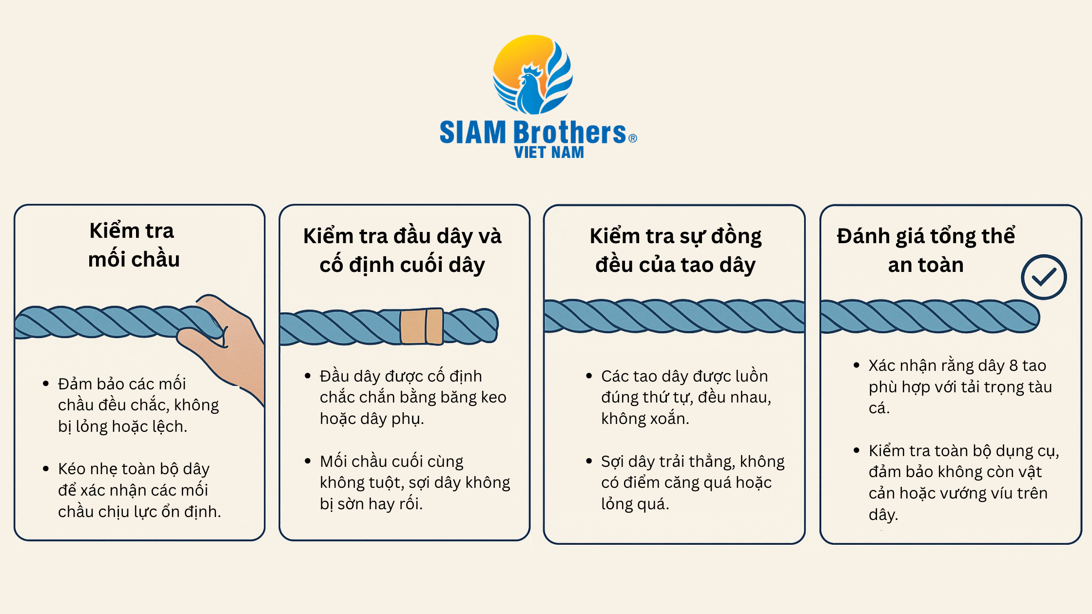 Hướng dẫn chi tiết cách chầu dây 8 tao cho tàu cá