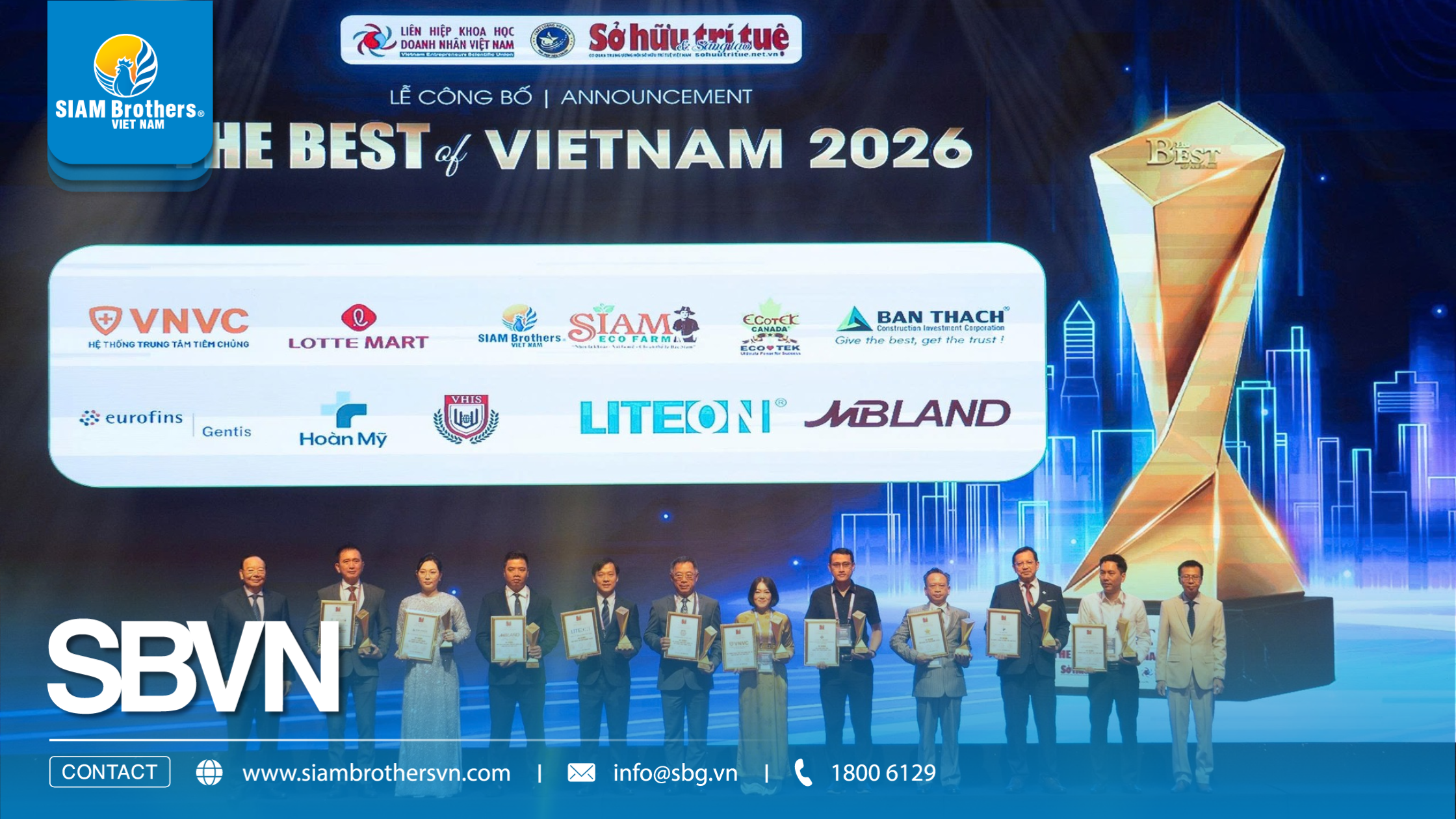 SIAM Brothers Việt Nam tự hào góp mặt trong TOP 3 thương hiệu nông nghiệp tốt nhất Việt Nam