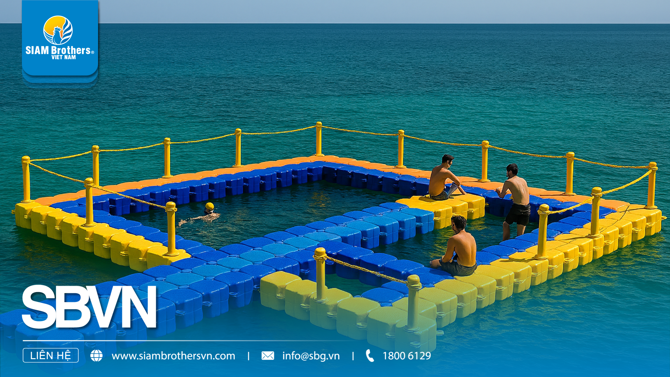 Phao nổi HDPE lắp đặt sàn bơi nổi