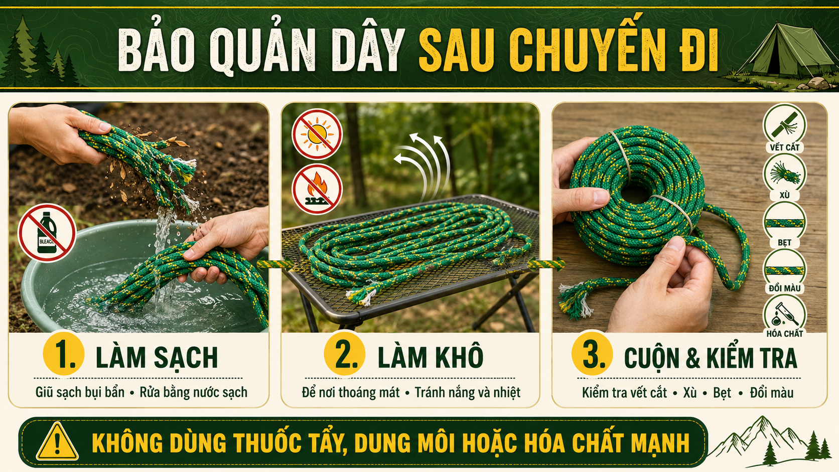 Cách chọn dây cho các hoạt động ngoài trời và dã ngoại